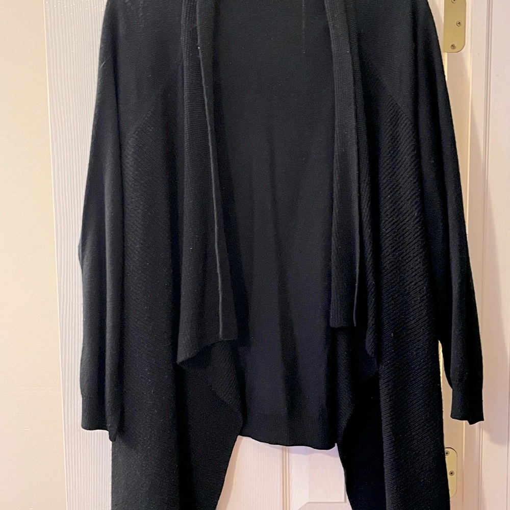 AVENUE Black drape front cardigan
